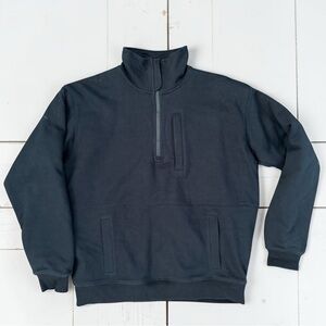 Filson Sweatshirt Blue Mussel Waffle Knit Quarter Zip Heavyweight Thermal Men L